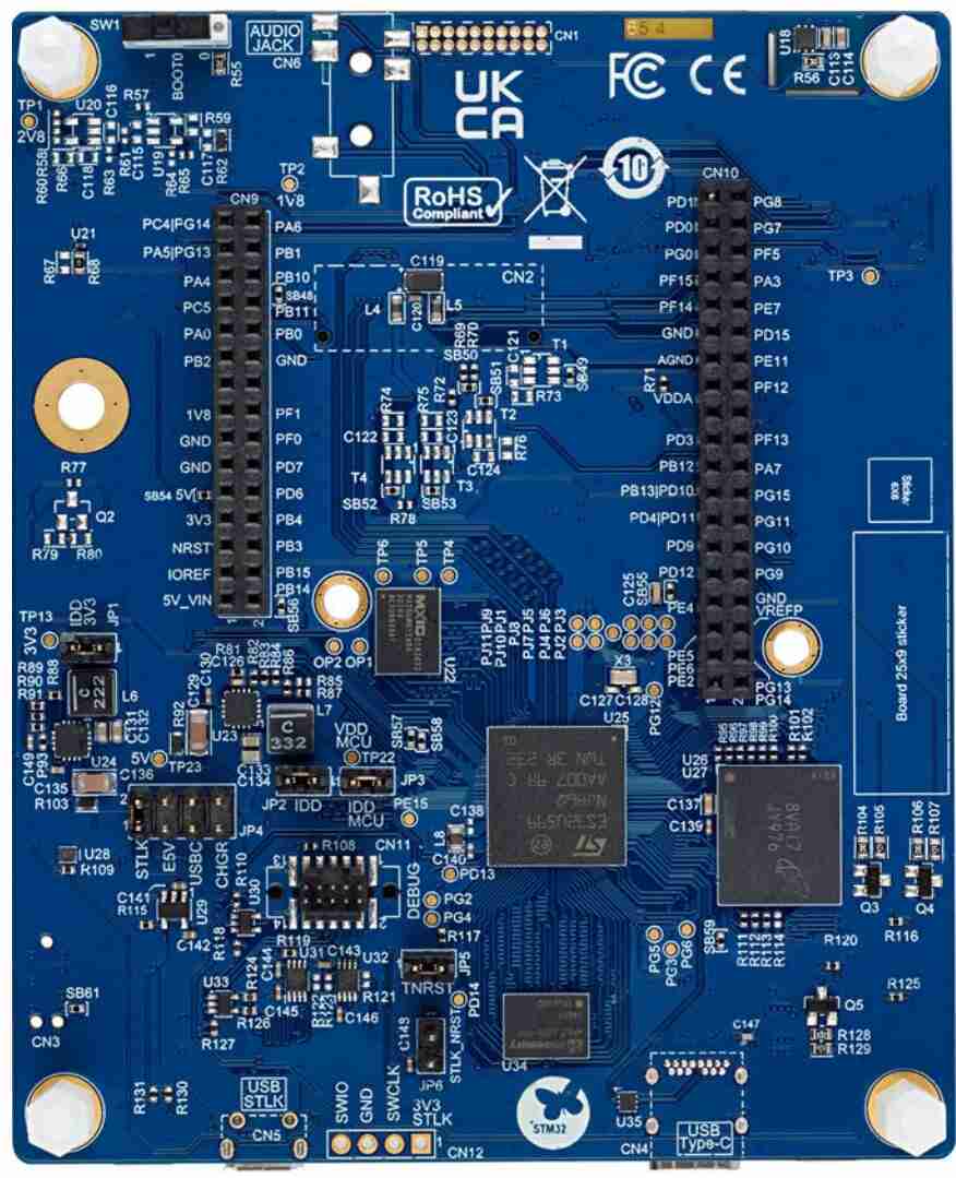 A picture of the STM32U5A9J Discovery Kit board