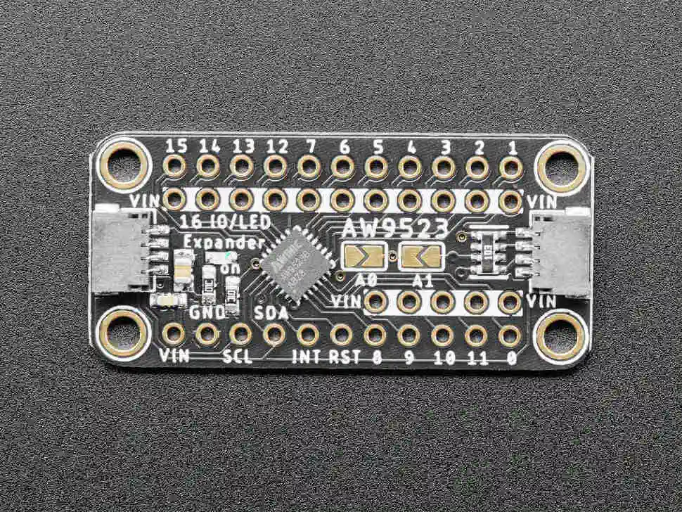 A picture of the Adafruit AW9523 GPIO Expander and LED Driver shield