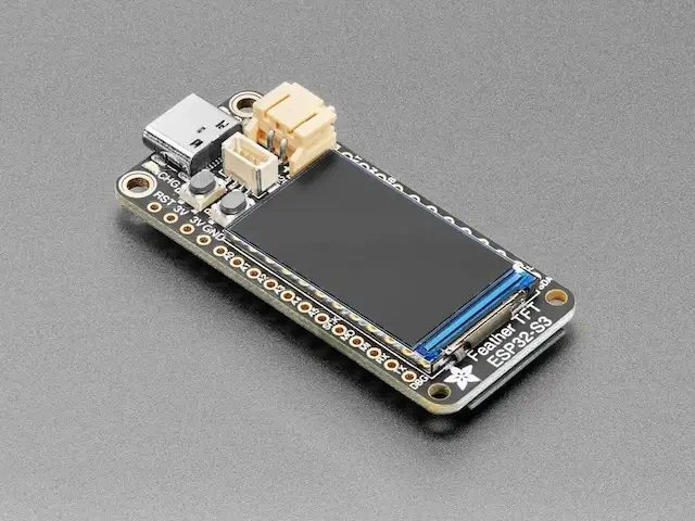 A picture of the Adafruit Feather ESP32S3 TFT board