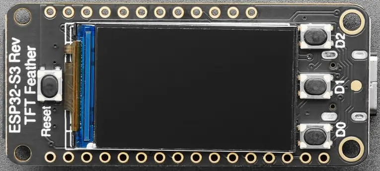 A picture of the Adafruit ESP32-S3 Reverse TFT Feather board