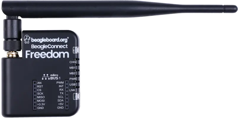 A picture of the BeagleConnect Freedom board