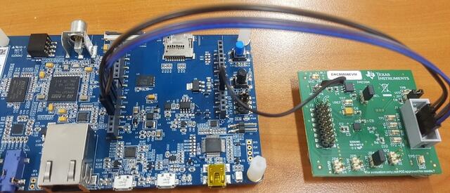 A picture of the DAC80508 Evaluation Module shield