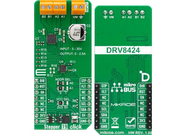 A picture of the Stepper 19 Click shield