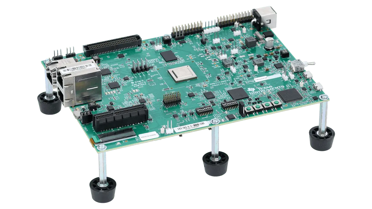 A picture of the TI AM243x-EVM board