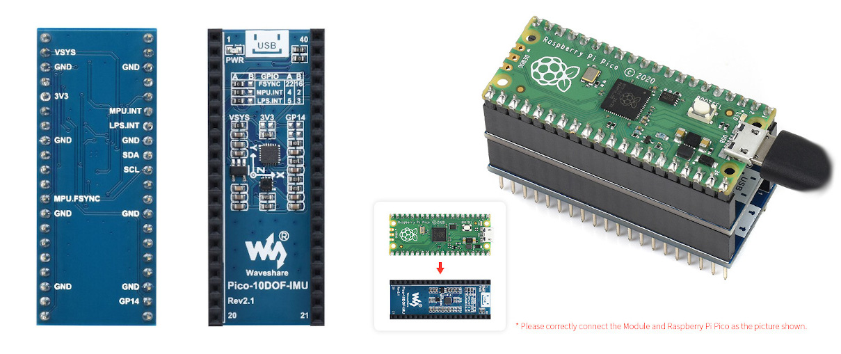 Waveshare Pico 10-DOF IMU Sensor Rev2.1