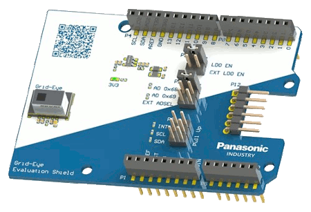 A picture of the Panasonic Grid-EYE Evaluation Shield shield