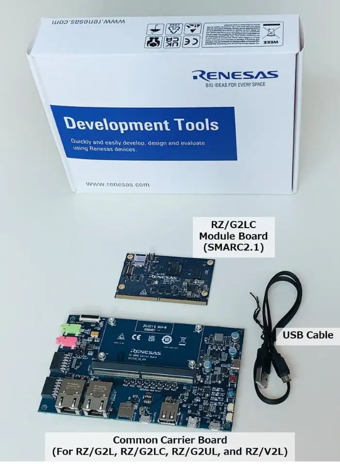 A picture of the RZ/G2LC SMARC Evaluation Board Kit board