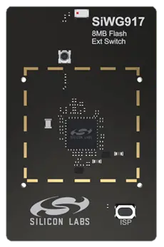 A picture of the SiWx917 Wi-Fi 6 and Bluetooth LE SoC 8 MB Flash Radio Board (SLWRB4338A) board