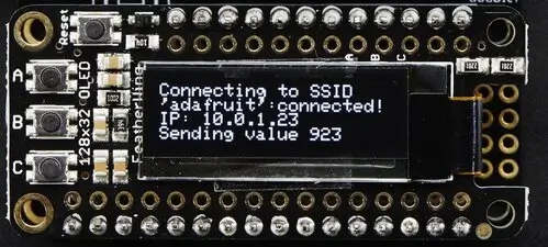 A picture of the Adafruit FeatherWing 128x32 OLED shield
