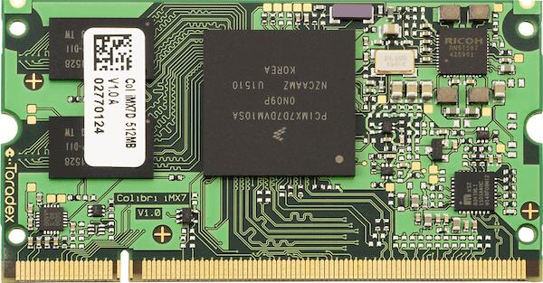 A picture of the i.MX 7 Computer on Module - Colibri iMX7 board