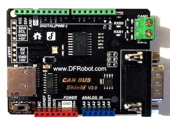 A picture of the CAN-BUS Shield V2 shield