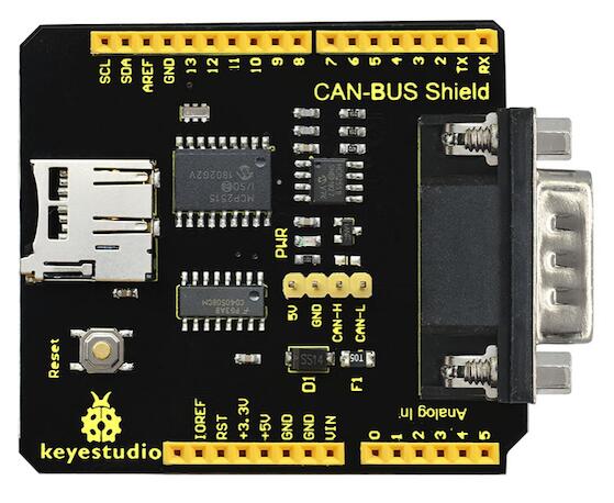 A picture of the Keyestudio CAN-BUS Shield shield