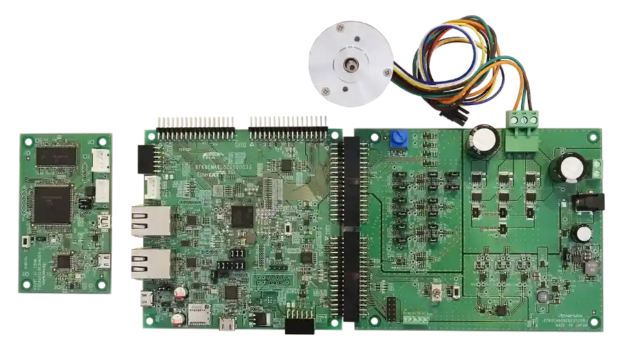 A picture of the RA8T2 Motor Control Kit board