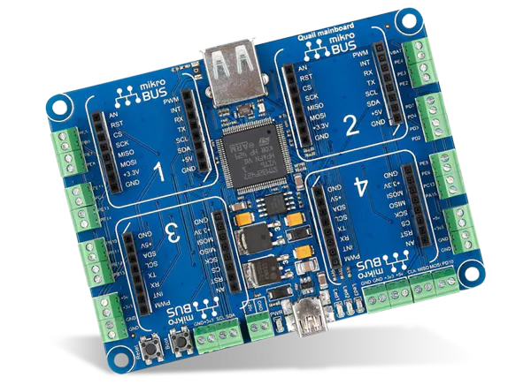 A picture of the MikroE Quail board