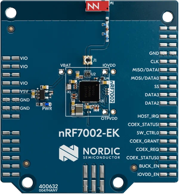 A picture of the nRF7002 Evaluation Kit Shield shield