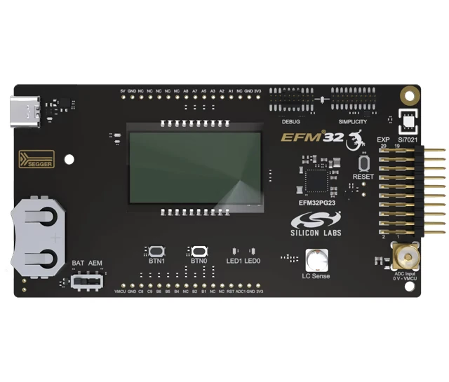 A picture of the EFM32PG28 Pro Kit (PG28-PK2506A) board