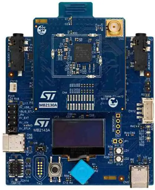 A picture of the STM32WBA65I Discovery kit board