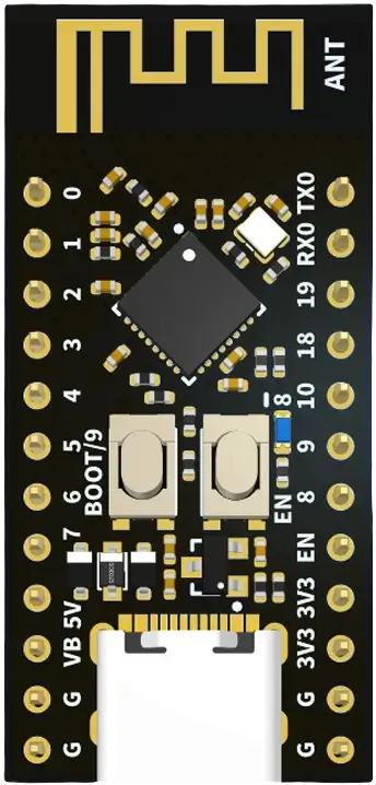 A picture of the ESP32-C3-Mini board