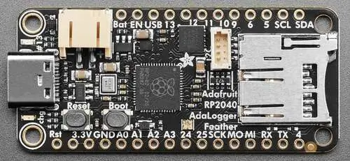 A picture of the Feather RP2040 Adalogger board