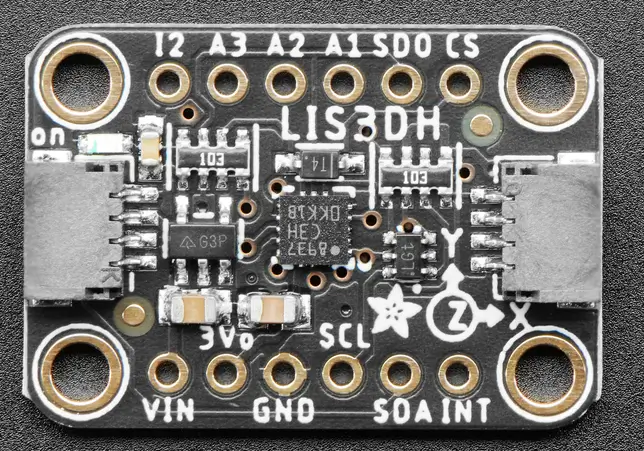 A picture of the Adafruit LIS3DH Triple-Axis Accelerometer Sensor Shield shield