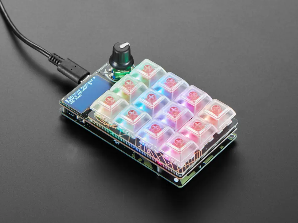 A picture of the Adafruit MacroPad RP2040 board