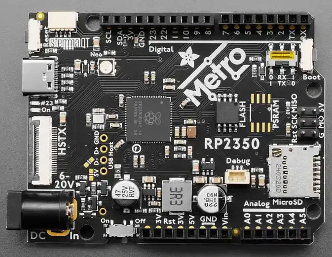 A picture of the Adafruit Metro RP2350 board
