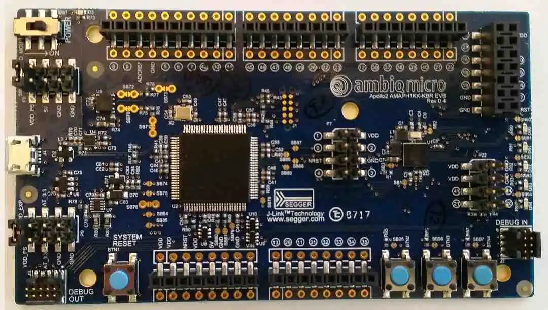 A picture of the Apollo2 EVB board