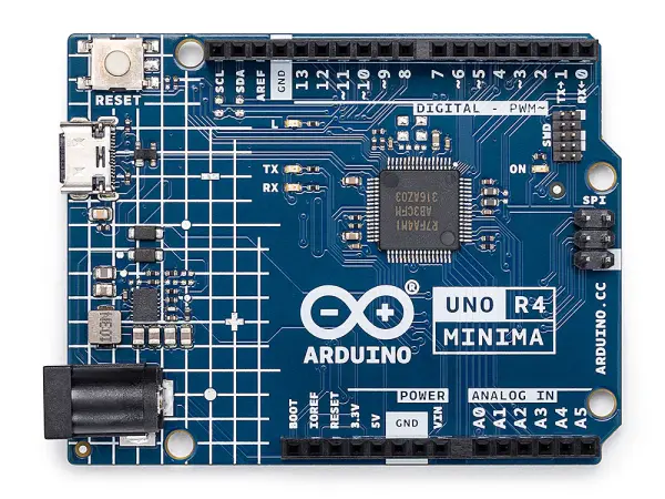 A picture of the Arduino UNO R4 Minima/WiFi board