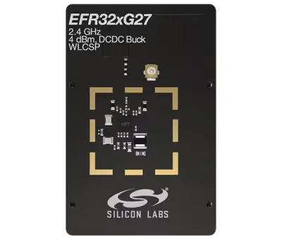 A picture of the EFR32BG27 2.4 GHz 4 dBm DCDC Buck CSP (BG27-RB4110B) board