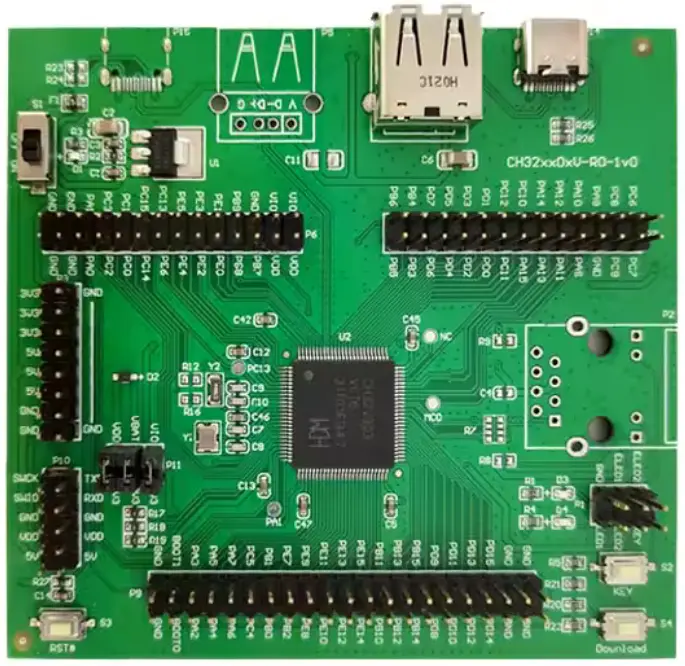 A picture of the WCH CH32V303VCT6_EVT board