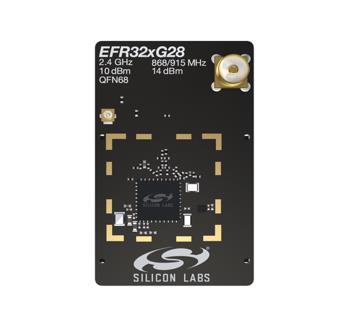 A picture of the EFR32xG28 868-915 MHz 20 dBm (xG28-RB4401C) board