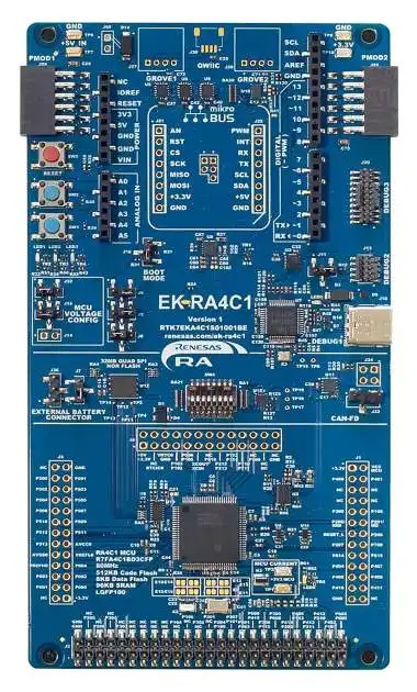 A picture of the RA4C1 Evaluation Kit board