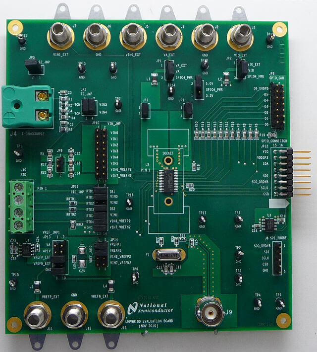 A picture of the LMP90100 Sensor AFE Evaluation Board shield