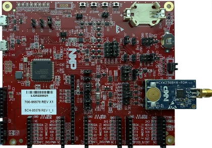 A picture of the MCXW23-EVK board