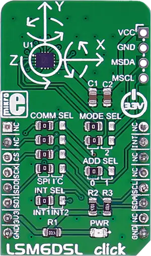A picture of the LSM6DSL Click shield