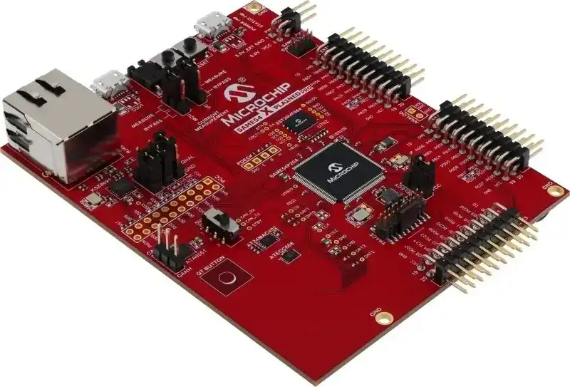A picture of the SAM E54 Xplained Pro board
