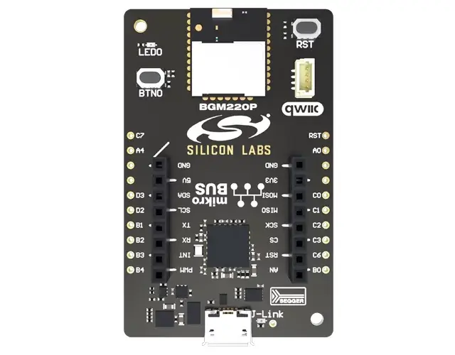 A picture of the BGM220 Explorer Kit (BGM220-EK4314A) board