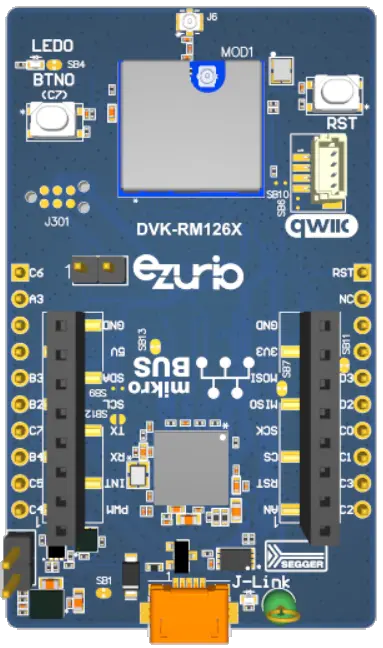 A picture of the RM1261 DVK board