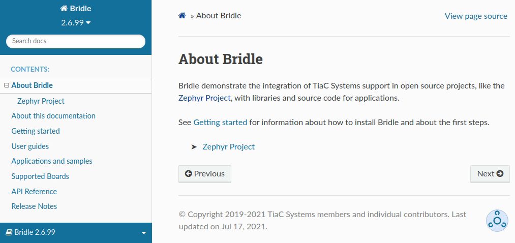 Bridle documentation search field