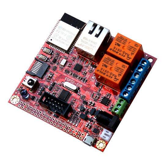 A picture of the ESP32-EVB board