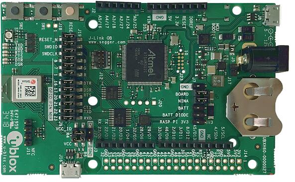 A picture of the EVK-NINA-B3 board