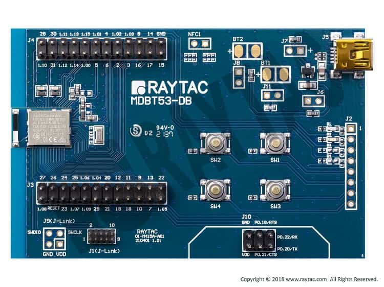 A picture of the MDBT53-DB-40 board