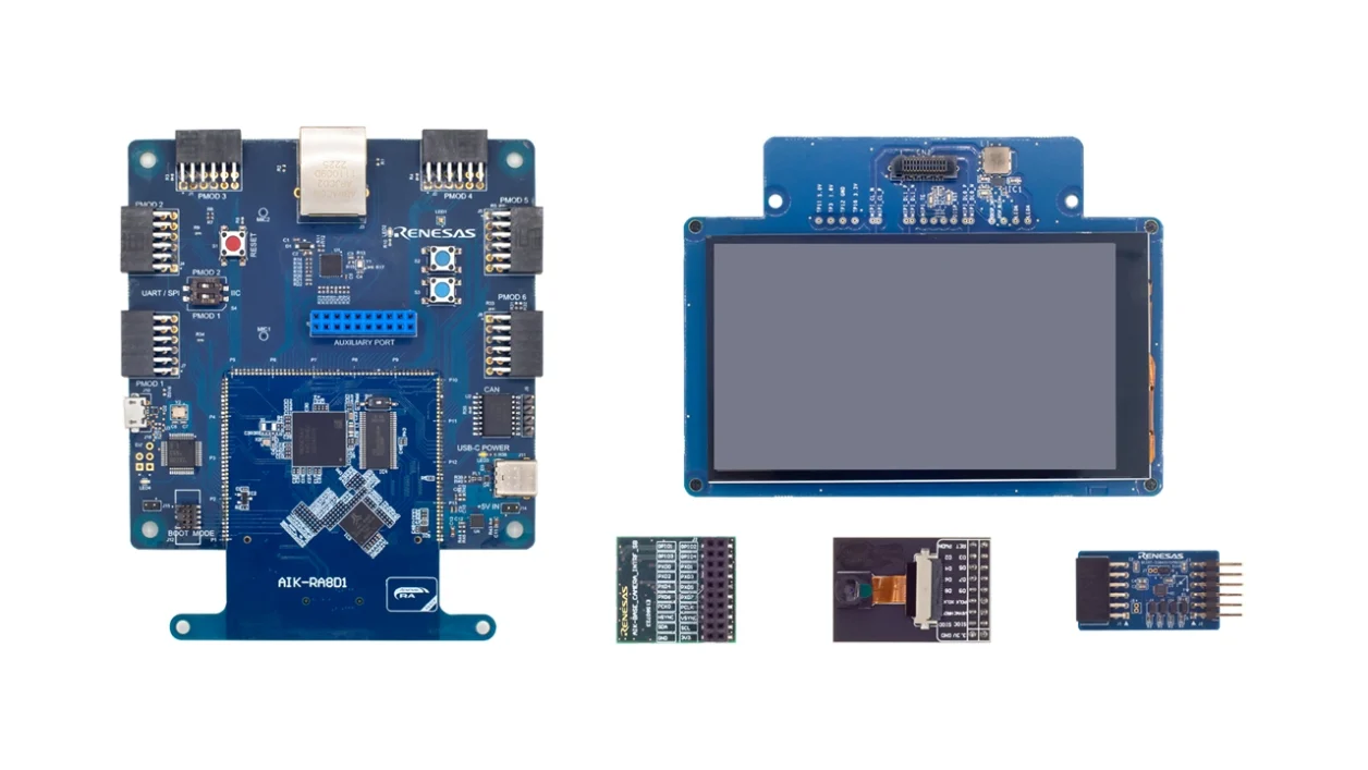 A picture of the RA8D1 AI Kit Development Platform board