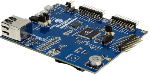 A picture of the SAM E54 Xplained Pro Evaluation Kit board