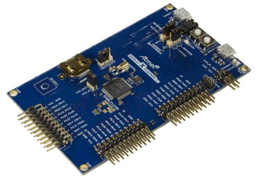 A picture of the SAM L21 Xplained Pro Evaluation Kit board