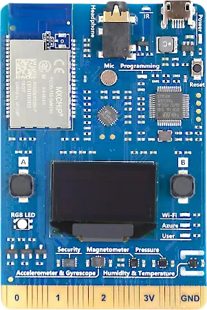 A picture of the AZ3166 MXChip IoT DevKit board