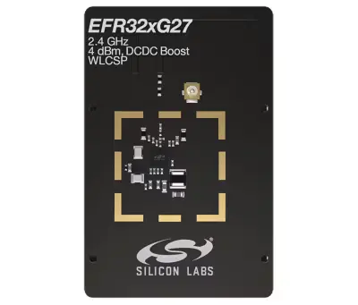 A picture of the EFR32BG27 2.4 GHz 4 dBm DCDC Boost CSP (BG27-RB4111B) board