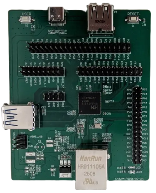 A picture of the WCH CH32H417EVT board