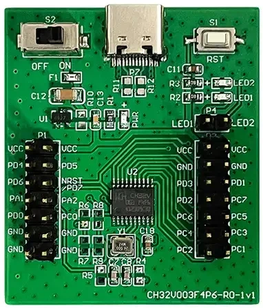 A picture of the WCH CH32V003EVT board