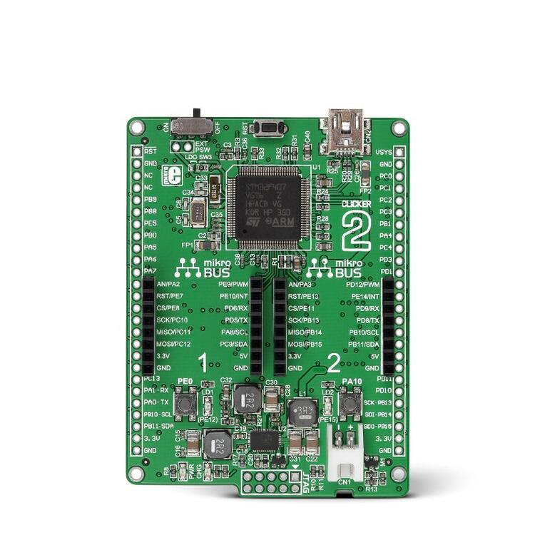 A picture of the Clicker 2 for STM32 board